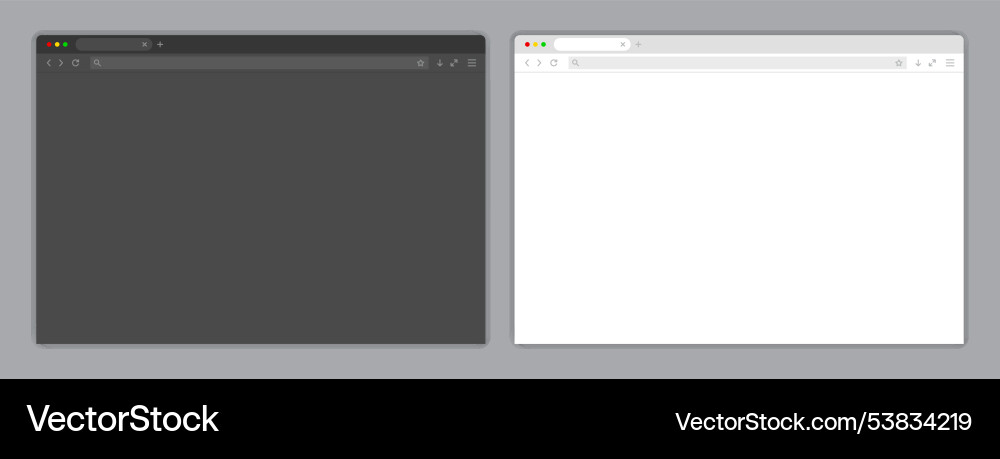 Web browser window light and dark template Web browser window light and dark template vector image