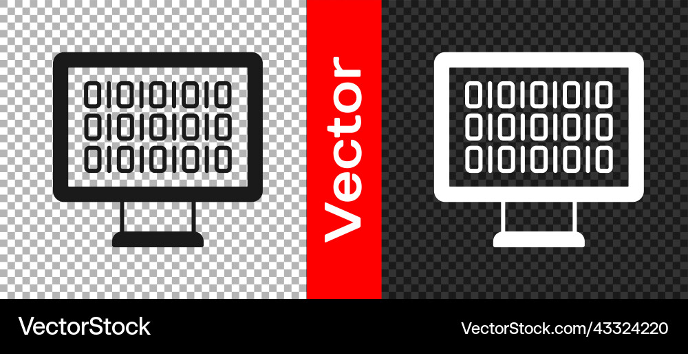 Black binary code icon isolated on transparent Black binary code icon isolated on transparent vector image
