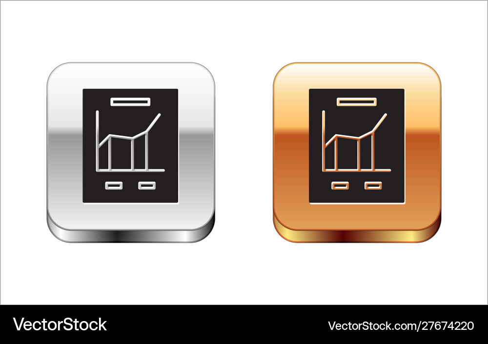 Black document with graph chart icon isolated Black document with graph chart icon isolated Vector Image