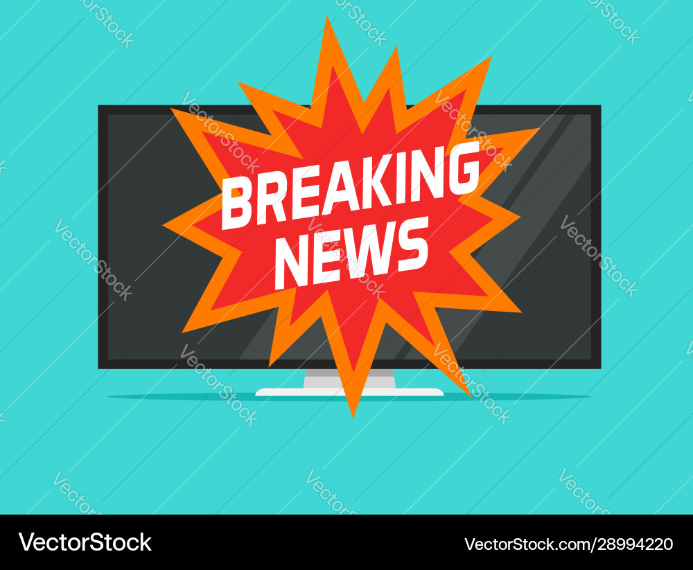 Breaking news sign on tv screen Breaking news sign on tv screen vector image