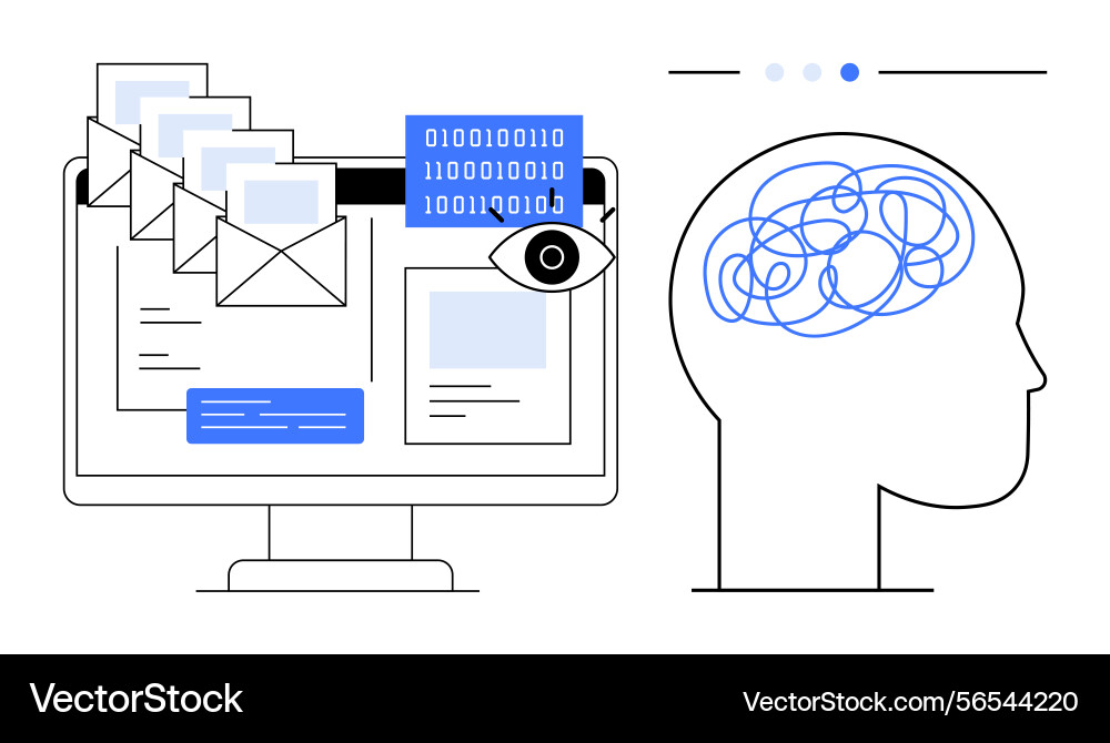 Cybersecurity and data privacy concept with emails Cybersecurity and data privacy concept with emails vector image