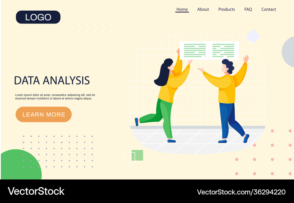 Data analysis landing page template with business Data analysis landing page template with business vector image