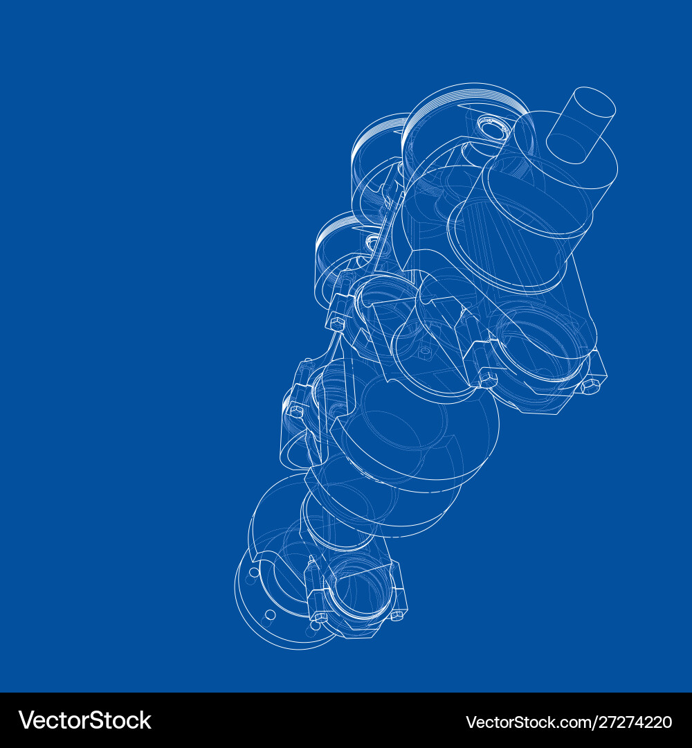 Engine pistons outline rendering 3d Engine pistons outline rendering 3d Vector Image