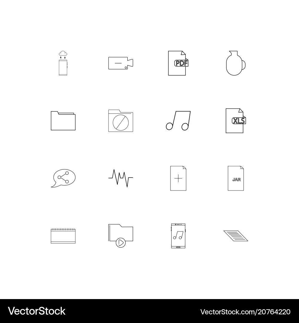 Files and folders sign linear thin icons set vector image