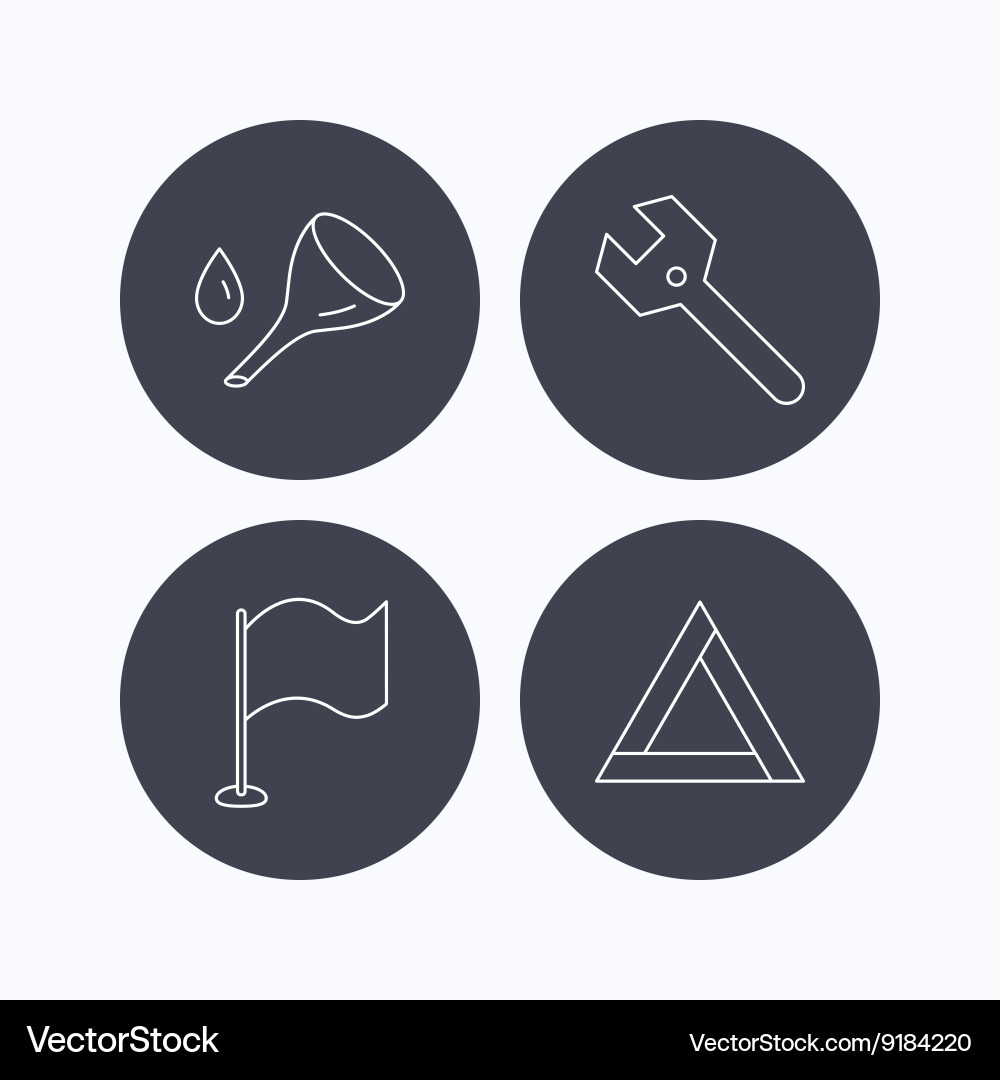 Flag pointer emergency sign and wrench key vector image
