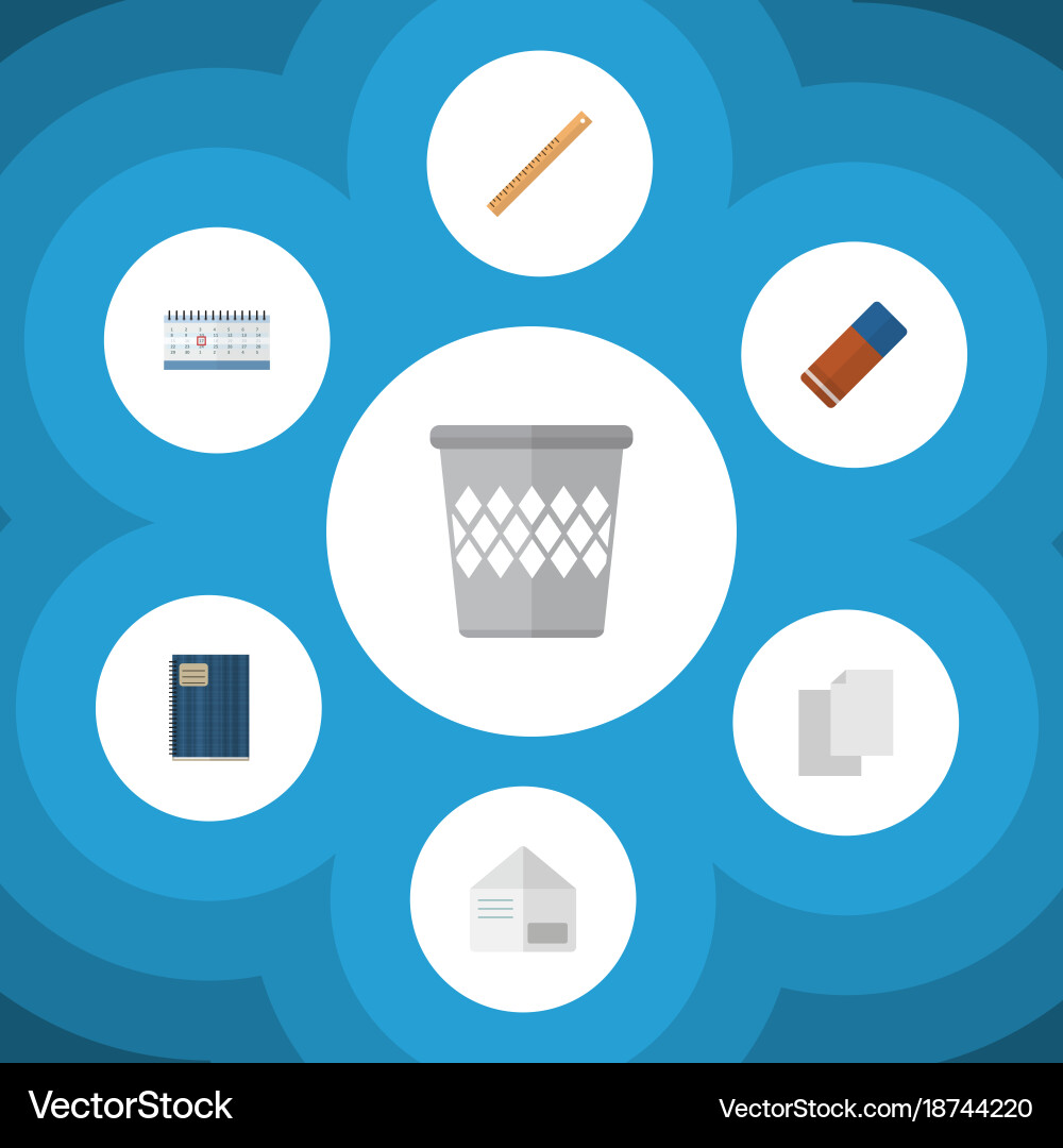 Flat icon tool set of date block straightedge vector image