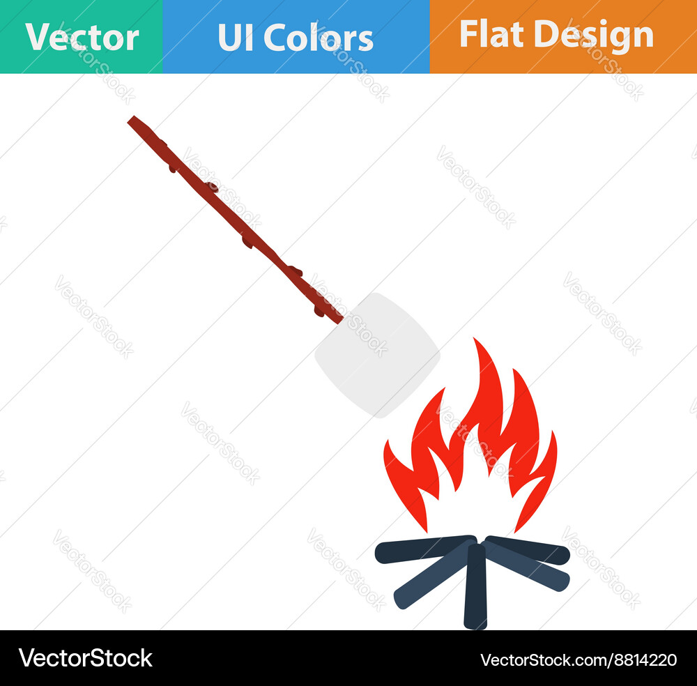 Icon of camping fire with marshmallow Vector Image