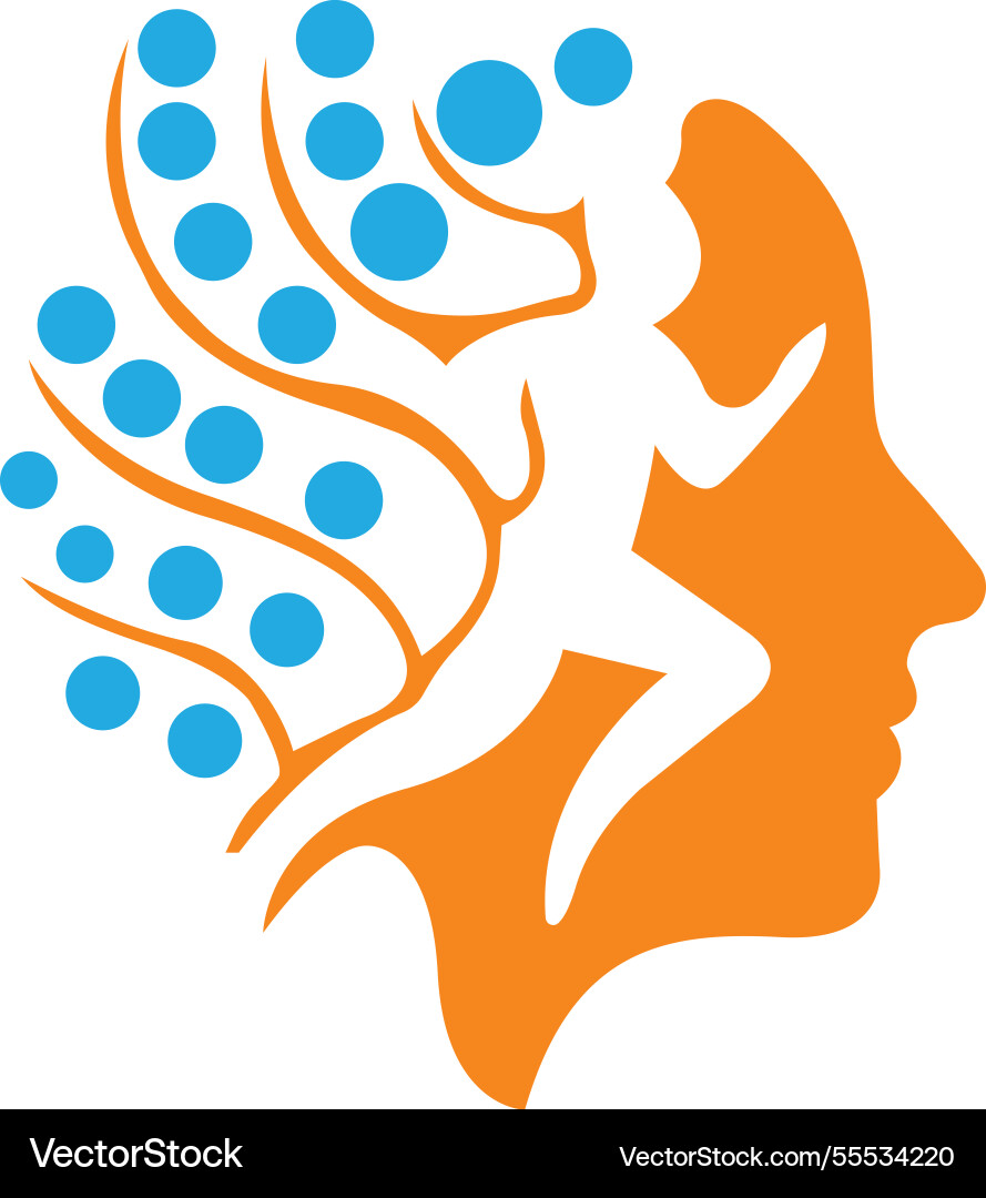 Man head on running and brain logo design Man head on running and brain logo design Vector Image