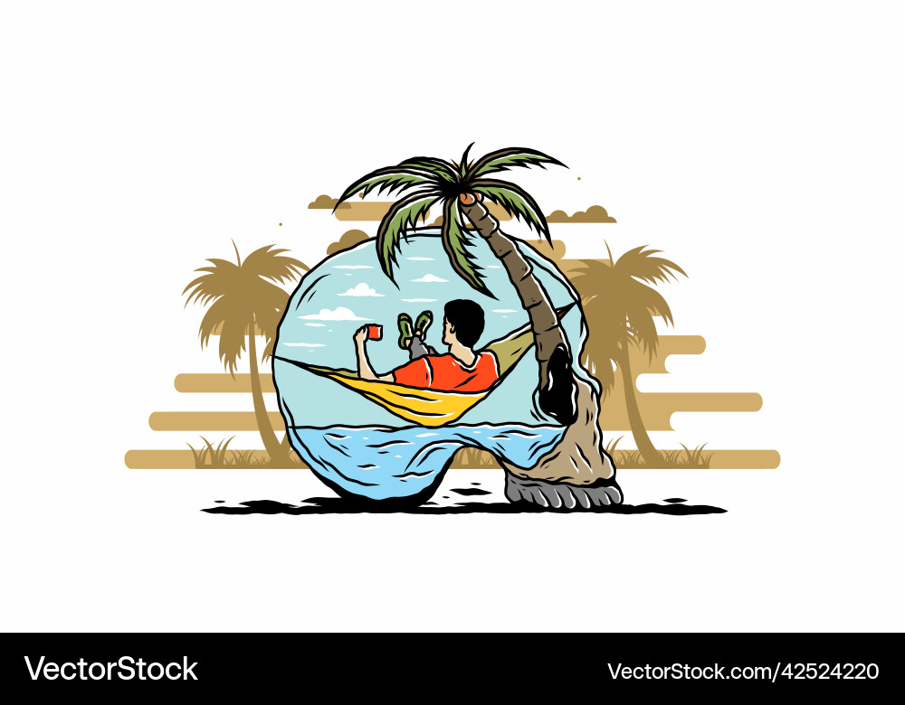 Man on hammock in skull shape Man on hammock in skull shape vector image