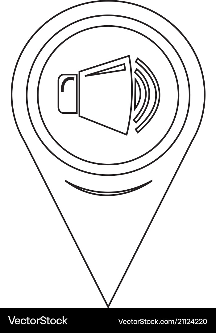 Map pin pointer speaker icon vector image
