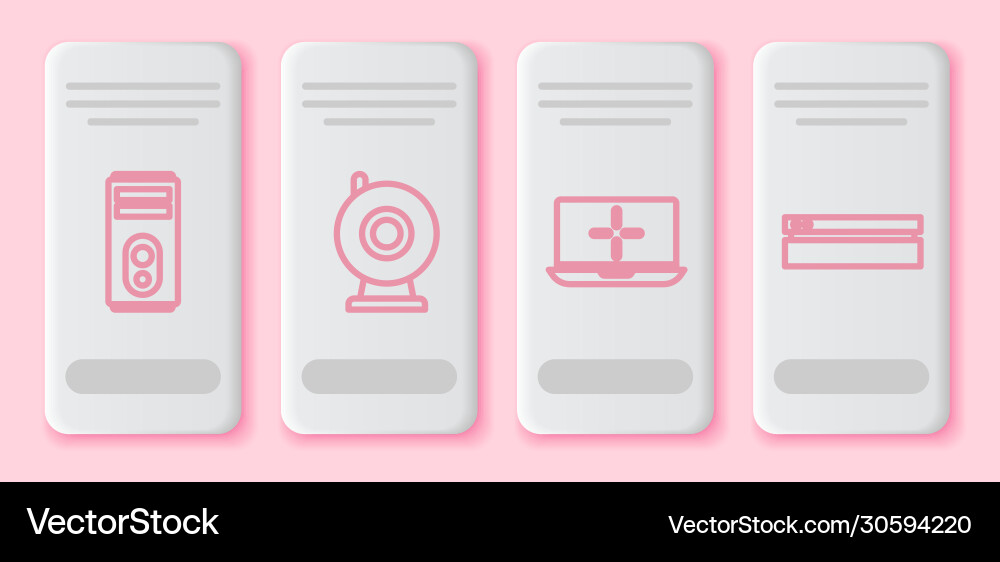 Set line computer web camera laptop and video Set line computer web camera laptop and video vector image