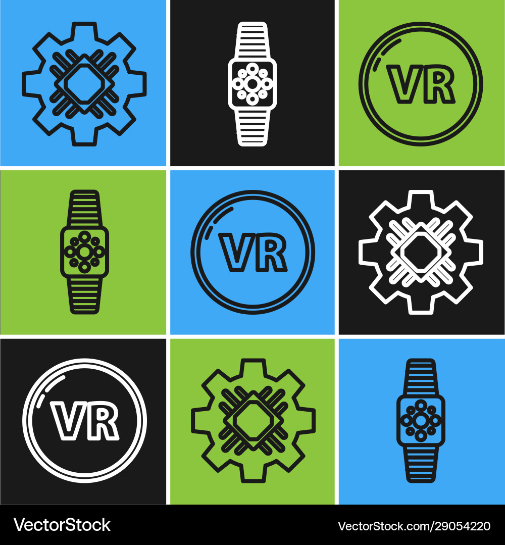 Set line processor virtual reality and smartwatch Set line processor virtual reality and smartwatch vector image