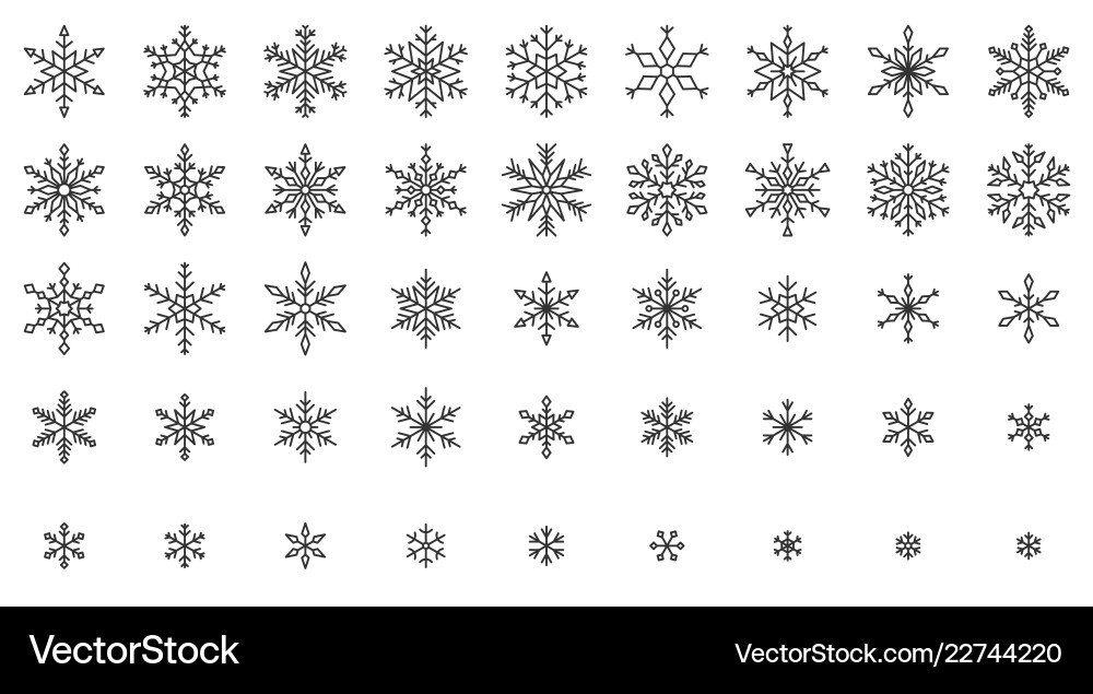 Snowflake Line Icons - Winter Collection vector image