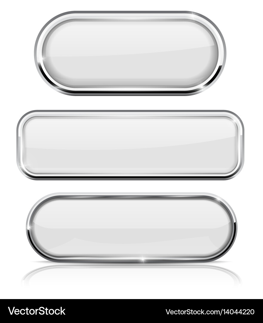 White oval buttons with chrome frame vector image