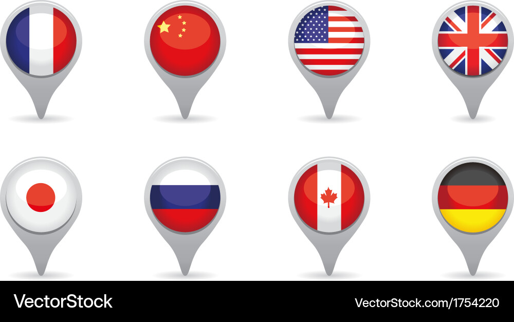 World Flags Pointer Set vector image