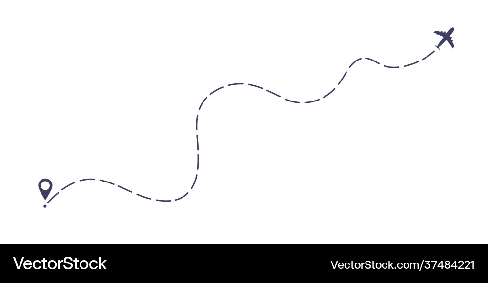 Airplane dashed line path flat style design Airplane dashed line path flat style design vector image