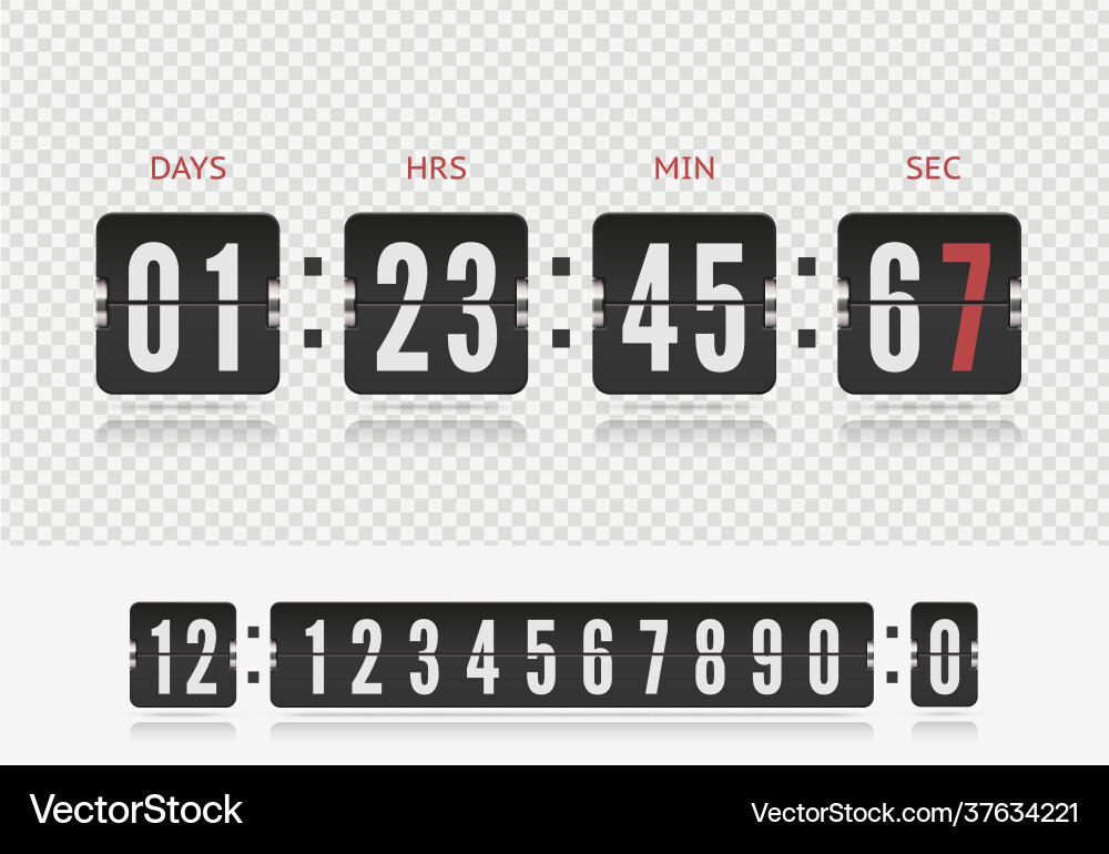 Analog airport board countdown timer with hour Analog airport board countdown timer with hour vector image