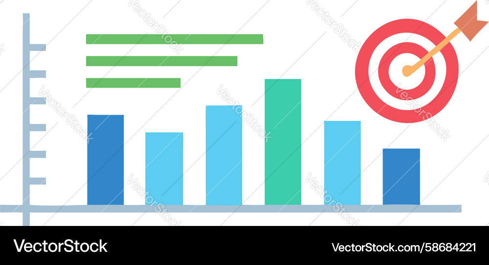 Bar Chart with Target & Arrow Vector Image