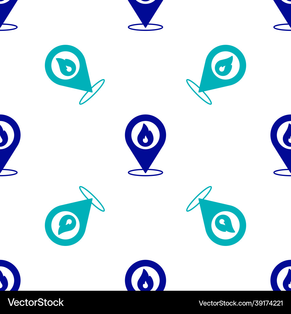 Blue map pointer with fire flame icon isolated Blue map pointer with fire flame icon isolated vector image