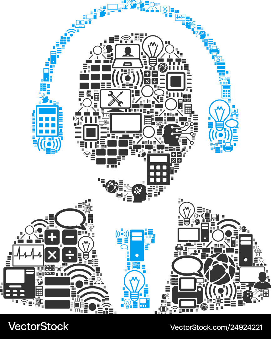 Call center collage icon for bigdata and computing Call center collage icon for bigdata and computing vector image