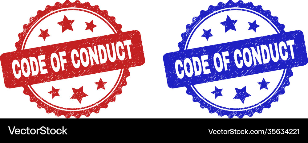 Code of conduct rosette seals with corroded vector image