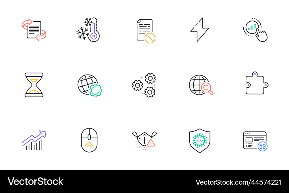 Energy time and wrong file line icons for website Vector Image