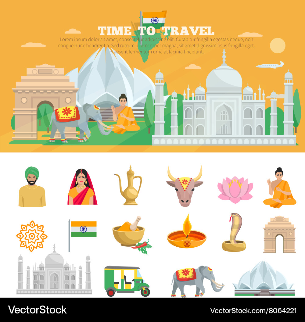India travel set Vector Image