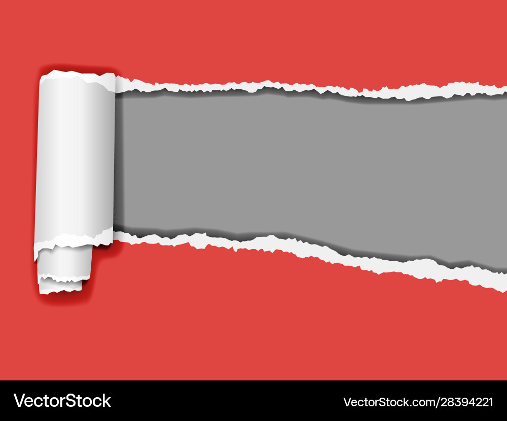 Langgestrecktes Tornloch von rechts nach links in rotem Blatt Langgestrecktes Tornloch von rechts nach links in rotem Blatt vektorbild