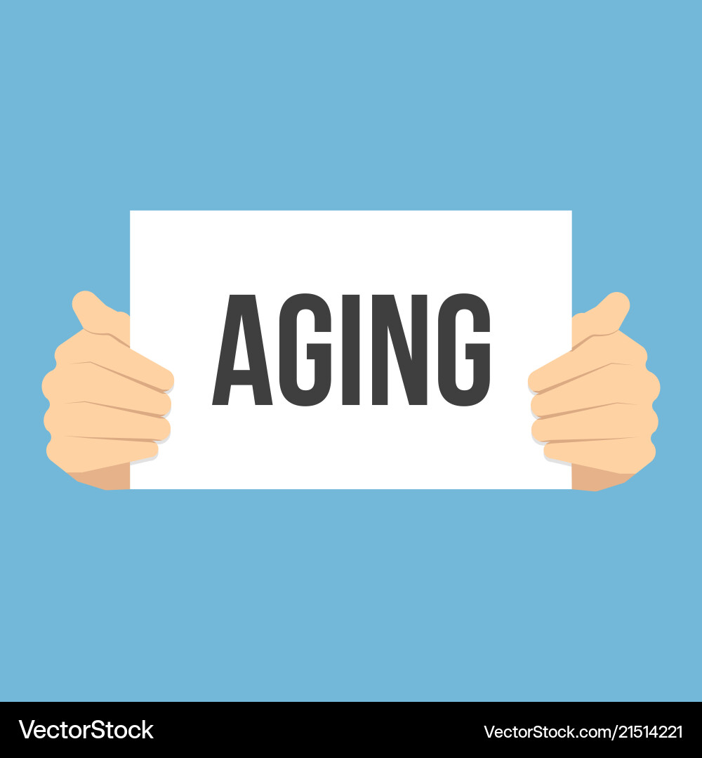 Man showing paper aging text Man showing paper aging text vector image