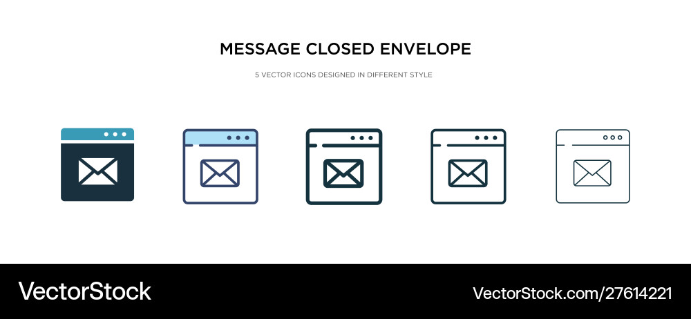 Message closed envelope icon in different style Message closed envelope icon in different style vector image
