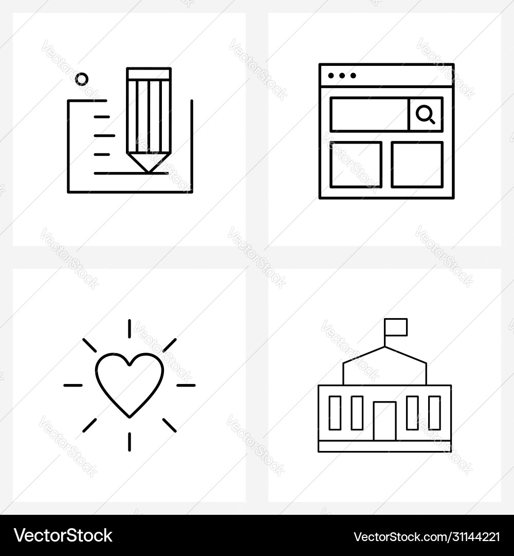 Set 4 simple line icons for web and print Vector Image