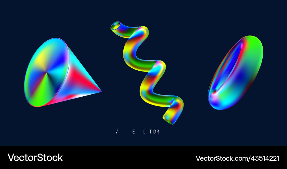 Set of colored 3d objects on a dark background Set of colored 3d objects on a dark background vector image