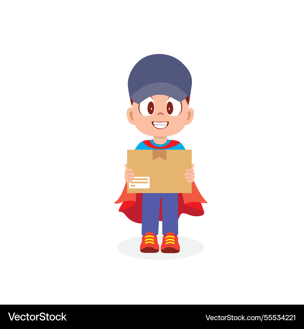 Smiling package handler delivering orders Vector Image