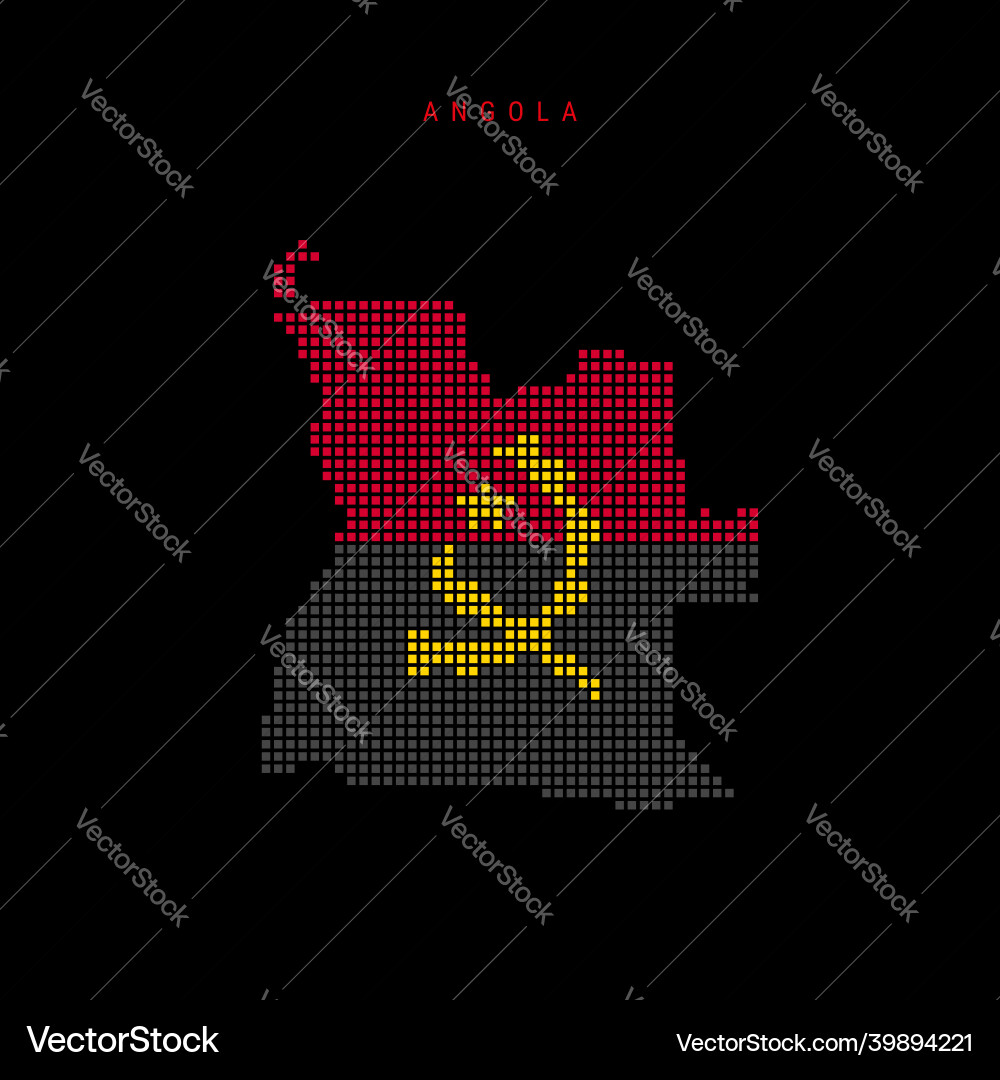 Square dots pattern map of angola dotted pixel Square dots pattern map of angola dotted pixel vector image