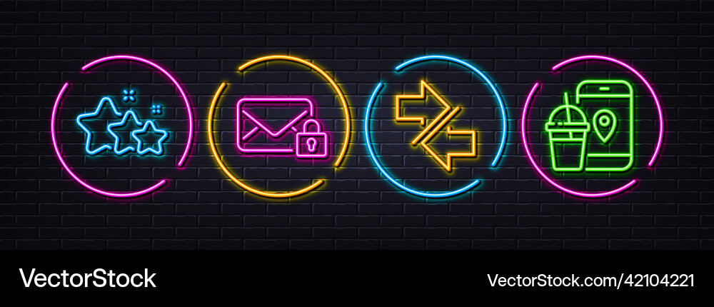 Synchronize secure mail and stars minimal line vector image