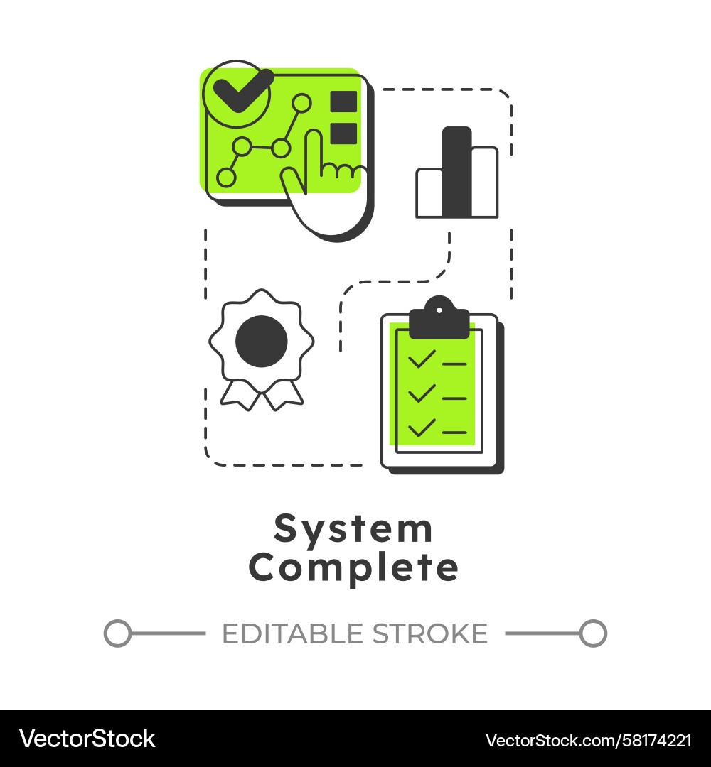 System Completion Icon - Linear Style Vector Image