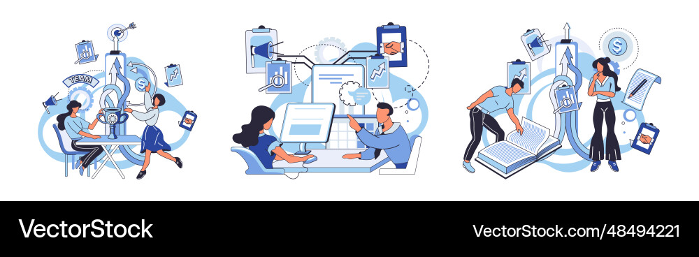 Team solving problems teamwork problem Team solving problems teamwork problem vector image