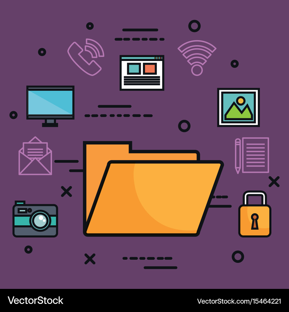 Technology and communication objects design vector image