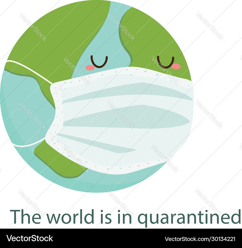 World is in quarantined flat style cartoon World is in quarantined flat style cartoon vector image