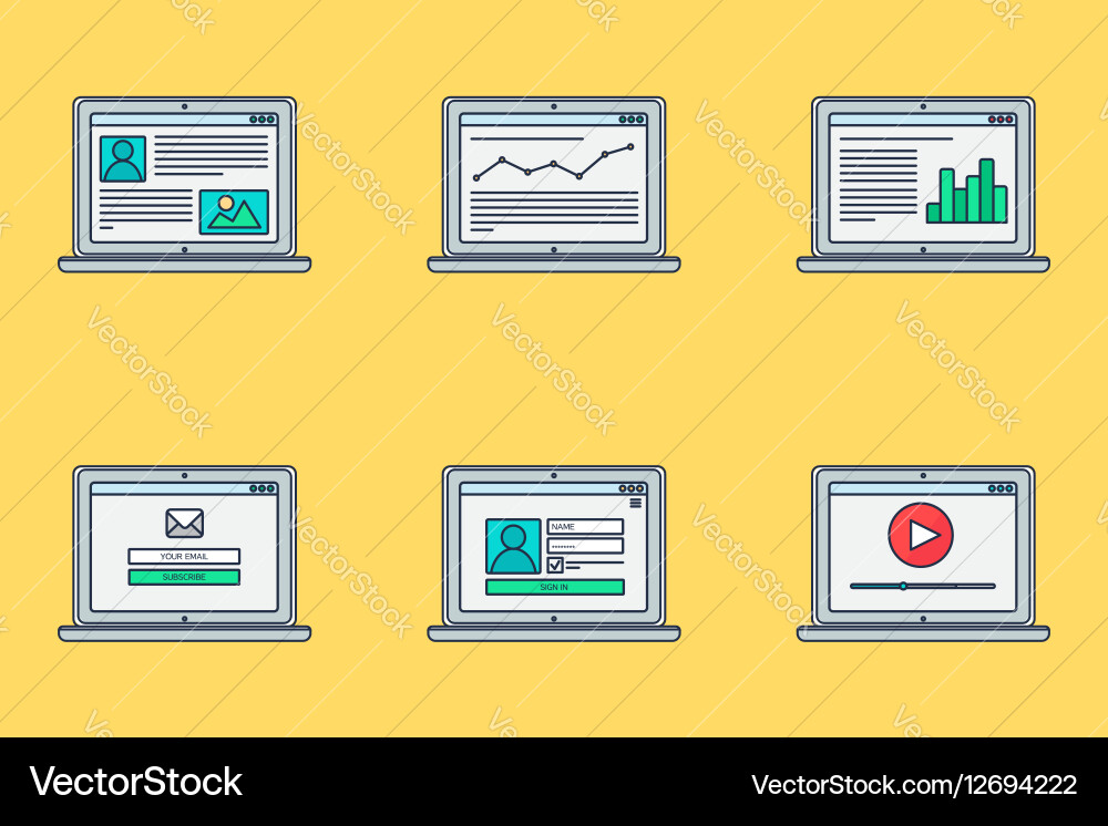 Adaptive web template form on notebook vector image