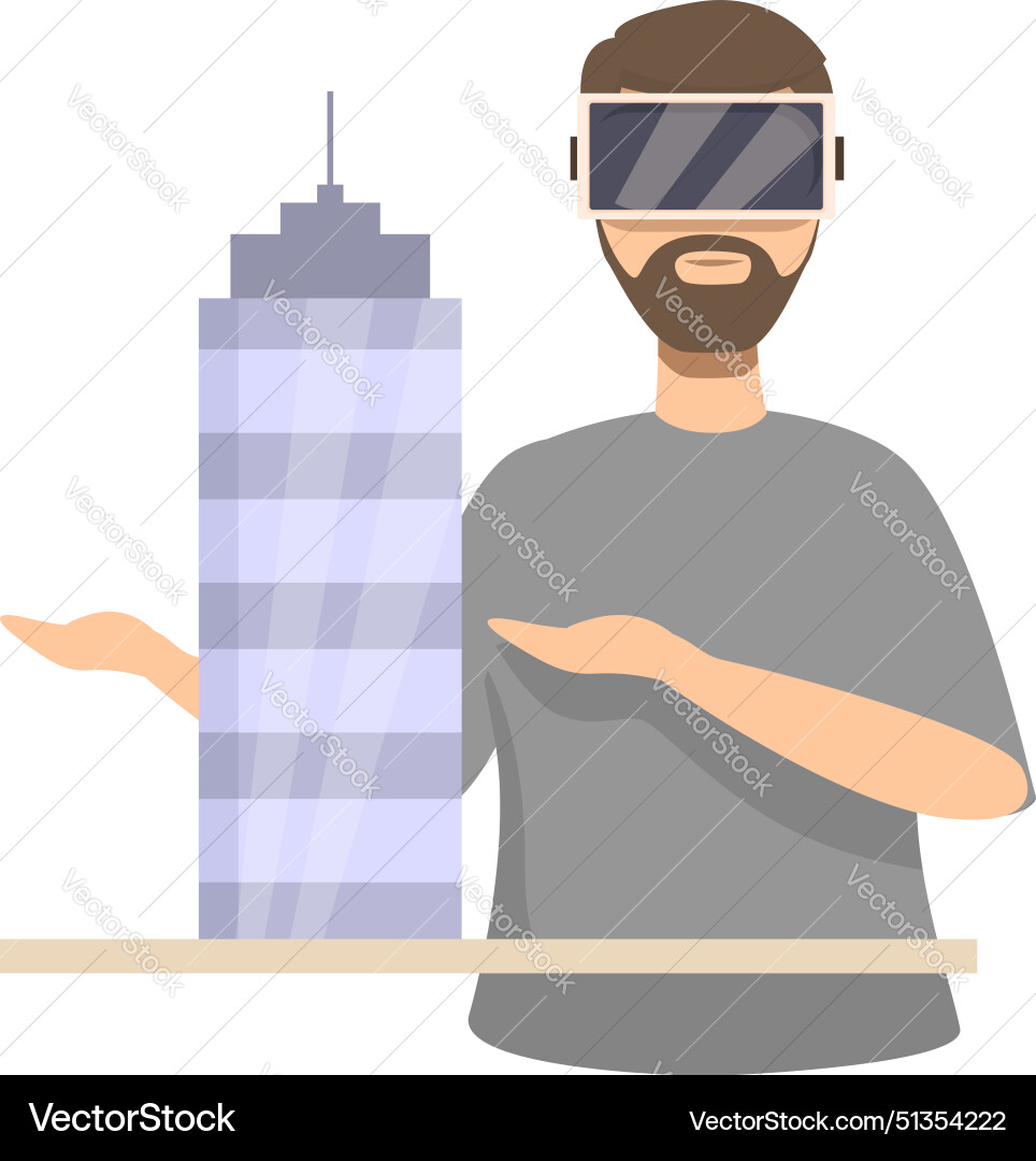 Architect in virtual reality exploring 3d building Architect in virtual reality exploring 3d building vector image