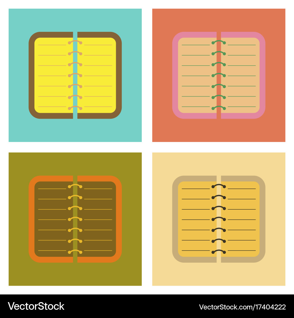 Assembly flat icons spiral notepad notebook vector image
