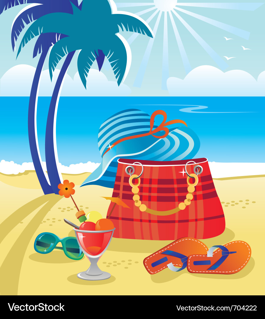 Beach Summer Objects Vector Image