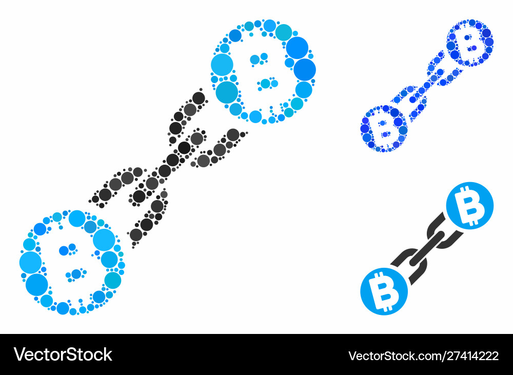 Bitcoin blockchain mosaic icon circle dots Vector Image
