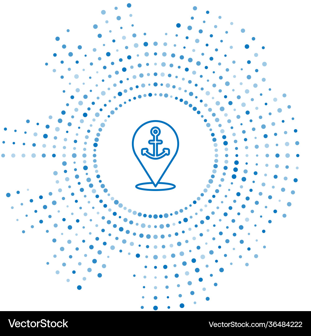 Blue line map pointer with anchor icon isolated Blue line map pointer with anchor icon isolated vector image