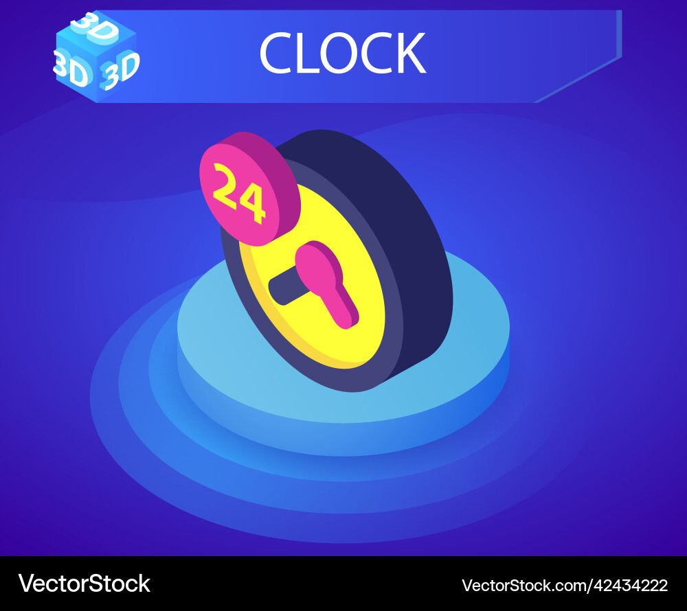 Clock isometric design icon web 3d colorful Clock isometric design icon web 3d colorful vector image
