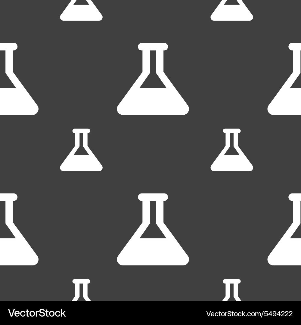 Conical flask icon sign seamless pattern on a gray vector image