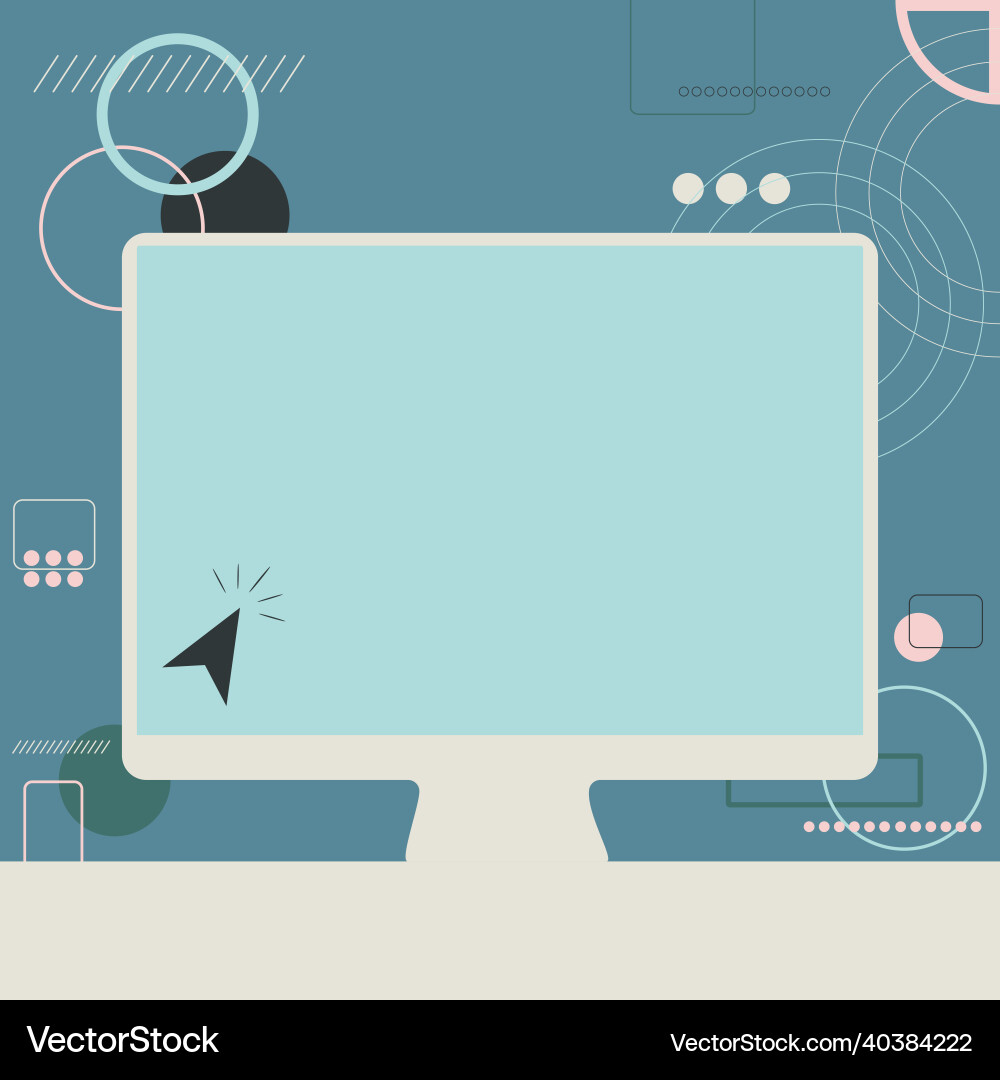 Cursor in a big blank screen monitor searching Cursor in a big blank screen monitor searching vector image