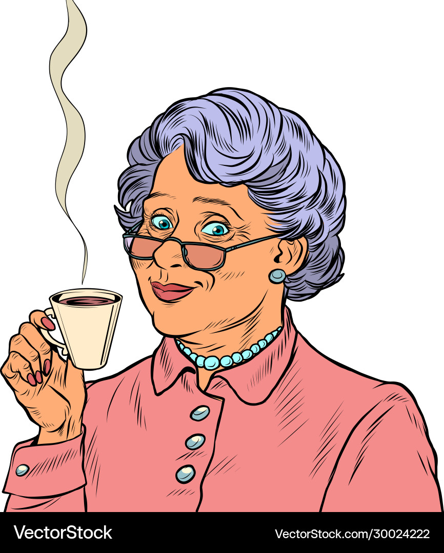 Elderly woman drinking tea Elderly woman drinking tea vector image