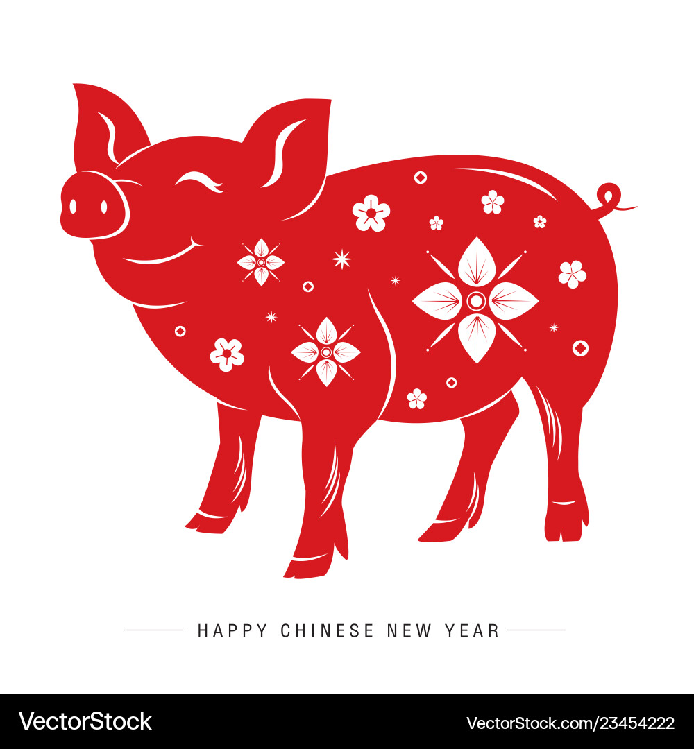 Happy chinese new year 2019 pig red Happy chinese new year 2019 pig red vector image
